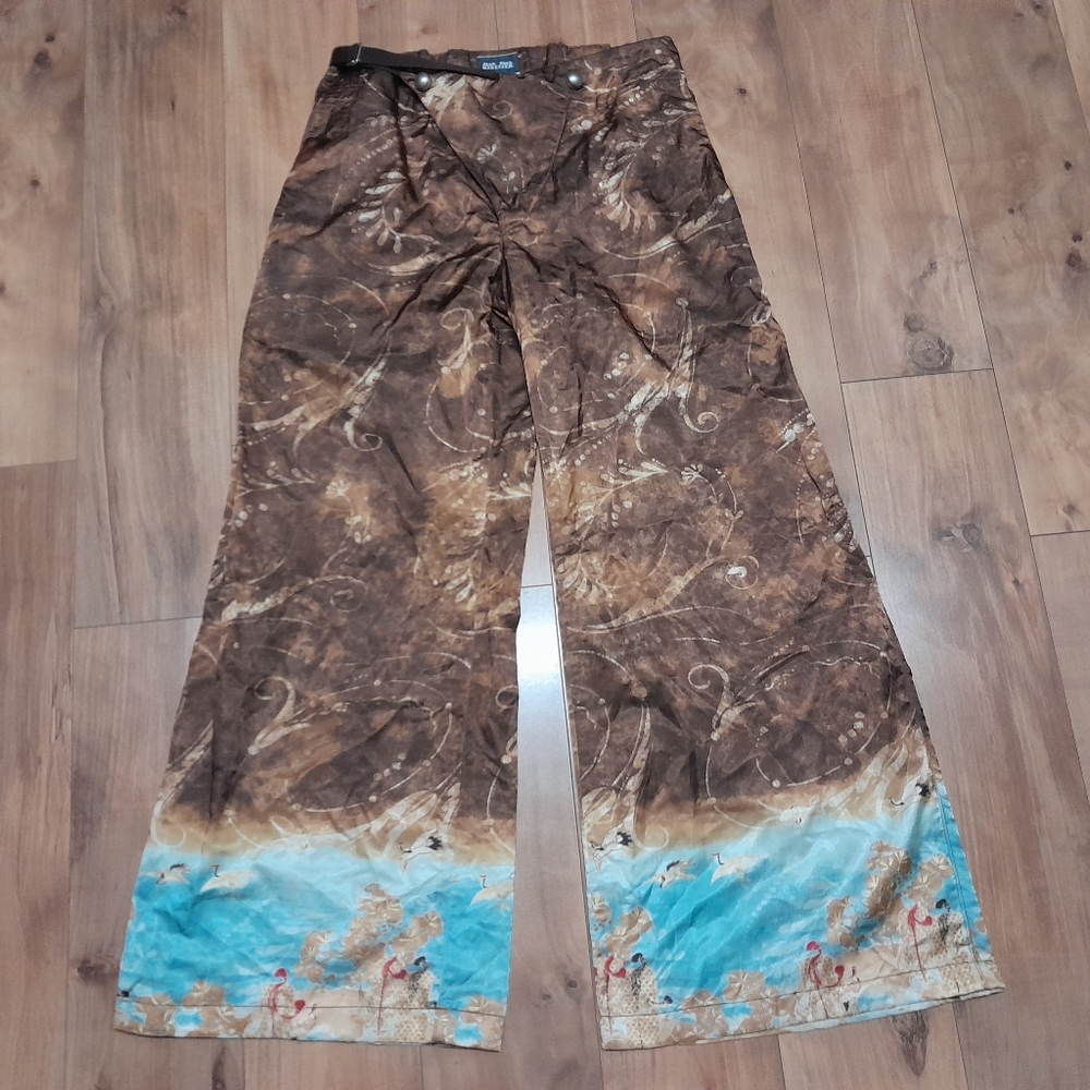 90s Jean Paul Gaultier Crane Print Palazzo Pants SIZE 44 Adjustable Waist - RARE